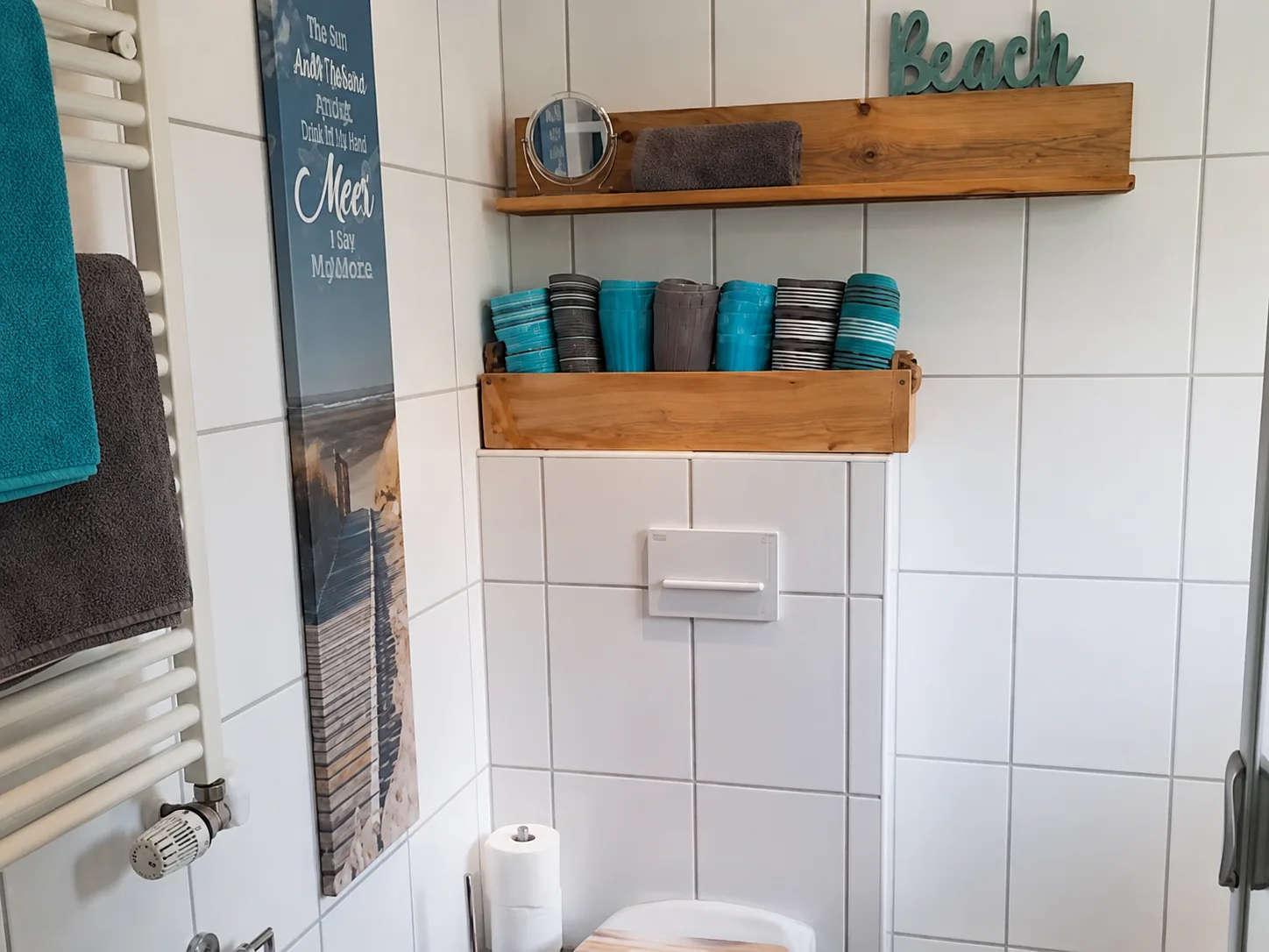 Maritimes Detail im Badezimmer des Ferienhauses Meernah